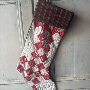 Red and White Quilted Christmas Stocking